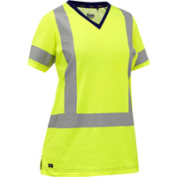 Chemise &agrave; manches courtes et X au dos Bisley pour femmes, Poly-coton, Petit, Jaune lime haute visibilit&eacute; Auto-Cam