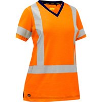 Chemise &agrave; manches courtes et X au dos Bisley pour femmes, Poly-coton, Petit, Orange haute visibilit&eacute; Auto-Cam