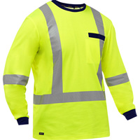 Chemise &agrave; manches longues et X au dos Bisley, Poly-coton, Petit, Jaune lime haute visibilit&eacute; Auto-Cam