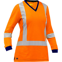 Chemise &agrave; manches longues et X au dos Bisley pour femmes, Poly-coton, Petit, Orange haute visibilit&eacute; Auto-Cam