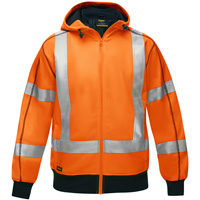 Bisley&reg; X-Back Full Zip Hooded Sweatshirt with Sherpa Lining, Small, High Visibility Orange Auto-Cam