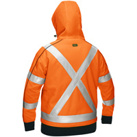 Bisley&reg; X-Back Women's Contoured Full Zip Hooded Sweatshirt with Sherpa Lining, Small, High Visibility Orange Auto-Cam