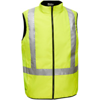 Bisley&reg; X-Back Reversible Puffer Vest, High Visibility Lime-Yellow, Small, Polyester Auto-Cam