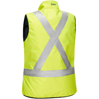 Bisley&reg; X-Back Women's Contoured Reversible Puffer Vest, High Visibility Lime-Yellow, Small, Polyester Auto-Cam