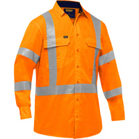 Chemise de travail &agrave; manches longues et X au dos Bisley avec X-Airflow, Poly-coton, Petit, Orange haute visibilit&eacute; Auto-Cam