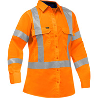 Chemise de travail &agrave; manches longues et X au dos Bisley avec X-Airflow pour femmes, Poly-coton, Petit, Orange haute visibilit&eacute; Auto-Cam