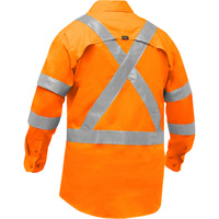 Chemise de travail &agrave; manches longues et X au dos Bisley avec X-Airflow pour femmes, Poly-coton, Petit, Orange haute visibilit&eacute; Auto-Cam