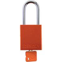Cadenas de verrouillage de s&eacute;curit&eacute; Velocity Plus, Orange, Cl&eacute;s identiques, Aluminium, Largeur de 1-1/2" Auto-Cam