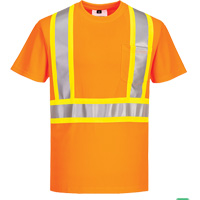 T-shirt de s&eacute;curit&eacute; &agrave; bandes contrastantes, Polyester, Petit, Orange haute visibilit&eacute; Auto-Cam