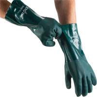 Gants verts &agrave; double enduit, 14" lo, PVC, Doublure en Jersey de coton, 70 mils Auto-Cam