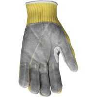 Gants de travail r&eacute;sistant &agrave; la coupe CutPro avec paume en cuir fendu, Taille Petit, Calibre 7, Enveloppe en Kevlar, ASTM ANSI niveau A3 Auto-Cam