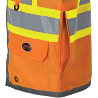 Veste de s&eacute;curit&eacute; pour arpenteur Pioneer avec fermeture &agrave; glissi&egrave;re et dos en maille, Orange haute visibilit&eacute;, Petit, Polyester Auto-Cam