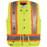High-Visibility Surveyor's Vest, High Visibility Orange, Small, Polyester Auto-Cam