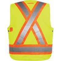 High-Visibility Surveyor's Vest, High Visibility Orange, Small, Polyester Auto-Cam