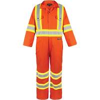High-Visibility Unlined Coveralls, Small, High Visibility Orange Auto-Cam