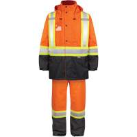 High-Visibility 150-Deniers Rain Suit, Polyester, Small, High Visibility Orange Auto-Cam