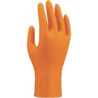 709HVO High-Visibility Disposable Gloves, 7/Small, Nitrile, 8-mil, Powder-Free, Orange Auto-Cam