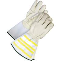 Gants utilitaires haute visibilit&eacute; avec manchette de 6,25", Petit, Paume en Cuir fleur de vache Auto-Cam