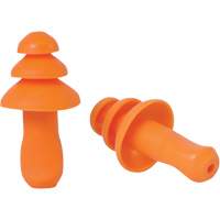 SEALTEC TipGrip Orange TPR Triple-Flange Reusable Earplugs, Uncorded, Bulk - Box, 26 dB dB NRR, One-Size Auto-Cam