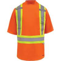 Viking&reg; Safety Bamboo Lined T-shirt, Polyester, Large, High Visibility Orange Auto-Cam