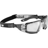 RUSH+ 2.0 XP Small Safety Glasses with Black & Grey Frame, Clear Lens, Anti-Fog/Anti-Scratch, ANSI Z87+ Auto-Cam