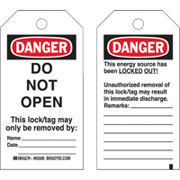 Lockout Tags, Plastic, 3" W x 5-1/2" H, English Auto-Cam