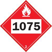 1075 Liquefied Petroleum Flammable Gas TDG Placard, Plastic Auto-Cam