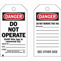Self-Laminating Safety Tags, Polyester, 3" W x 5-3/4" H, English Auto-Cam