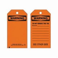 Self-Laminating Safety Tags, Polyester, 3" W x 5-3/4" H, English Auto-Cam