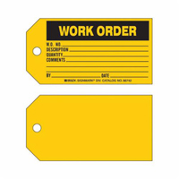 "Work Order" Tag, Paper, 5-3/4" W x 3" H, English Auto-Cam