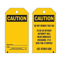 Accident Prevention Tags, Polyester, 3" W x 5-3/4" H, English Auto-Cam