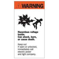"Warning Hazardous Voltage" Sign, 8" x 4-1/2", Acrylic, English with Pictogram SY226 | Auto-Cam