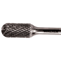 Double Cut Cylindrical Round Nose Carbide Burr, 1/2" Dia., 1" Depth of Cut Auto-Cam