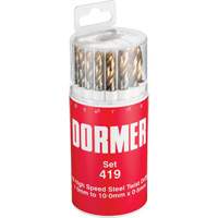 Jobber Drill Bit Set, 19 Pieces, High Speed Steel Auto-Cam
