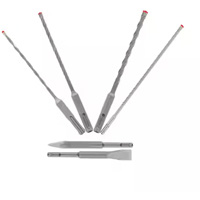 Rebar Demon SDS-Plus 4-Cutter Full Carbide Head Hammer Drill Bit & Chisel Set, 6 Pieces, Carbide Auto-Cam