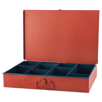 Compartment Box With 12 Adjustable Compartments, 12" D x 18" W x 3" H, Red Auto-Cam