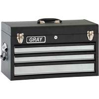 Tool Box - 3 Drawers, 10" D x 20-1/2" W x 12" H, Black Auto-Cam