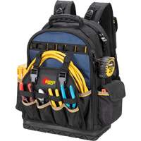 Molded Base Tool Backpack, 18" L x 13" W, Black/Blue, Ballistic/Polyester Auto-Cam