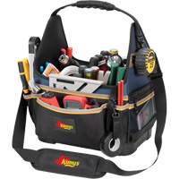 Molded Base Electrical/HVAC Tool Carrier, Ballistic Polyester, 20 Pockets, Black/Blue Auto-Cam