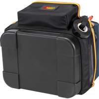 Molded Base Electrical/HVAC Tool Carrier, Ballistic Polyester, 20 Pockets, Black/Blue Auto-Cam