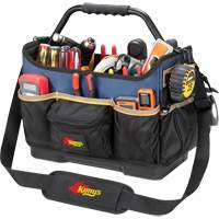 Molded Base Open-Top Tool Box, Ballistic Polyester, 17 Pockets, Black/Blue Auto-Cam