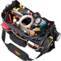 Molded Base Open-Top Tool Box, Ballistic Polyester, 17 Pockets, Black/Blue Auto-Cam