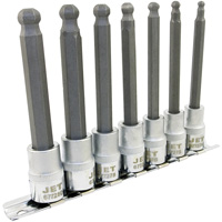 LHSW-3807M Metric 4" Long Ball Nose Socket Set, Hex Ball, 3/8" Drive, 7 Pcs Auto-Cam