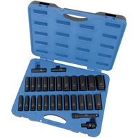 PS2712DC SAE/Metric Socket Set, 27 Pcs, Impact, 1/2" Drive Size, Deep Auto-Cam