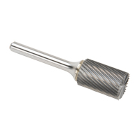 Solid Carbide Burrs - Cylinder Shape with End Cut, SB-6, 3/5" Dia., 1/4" Shank, 24.4 mm Depth of Cut Auto-Cam