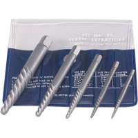 Screw Extractors - Screw Extractor Set in Fold-Up Pouch, 5 Pieces, High Carbon Steel Auto-Cam