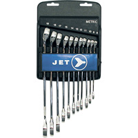 Fully Polished Long Pattern Combination Wrench Set, Combination, 11 Pieces, Metric Auto-Cam