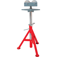 Roller Head  High Pipe Stand #RJ-99, 82-140 cm Height Adjustment, 12" Max. Pipe Capacity, 1000 lbs. Max. Weight Capacity Auto-Cam