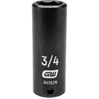 SAE Socket, Impact, 3/4", 1/2" Drive, 6 Points, Deep Auto-Cam