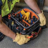 Tradesman Pro Tool Tote, Ballistic Nylon, 40 Pockets, Black/Orange Auto-Cam